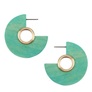 Wood Post Circle Earrings Mint / Teal Fashion Jewelry Boho